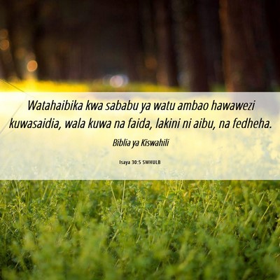 Picture 06 - Isaya 30:5 SWHULB - Watahaibika kwa sababu ya watu ambao hawawezi - Bible Verse Picture