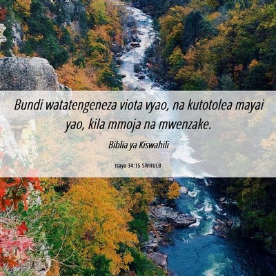 Picture 06 - Isaya 34:15 SWHULB - Bundi watatengeneza viota vyao, na kutotolea - Bible Verse Picture