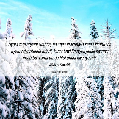 Picture 06 - Isaya 34:4 SWHULB - Nyota zote angani zitafifia, na anga litakunjwa - Bible Verse Picture