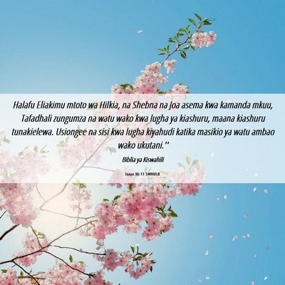Picture 06 - Isaya 36:11 SWHULB - Halafu Eliakimu mtoto wa Hilkia, na Shebna na Joa - Bible Verse Picture