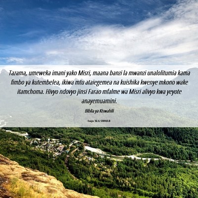 Picture 06 - Isaya 36:6 SWHULB - Tazama, umeweka imani yako Misri, maana banzi la - Bible Verse Picture