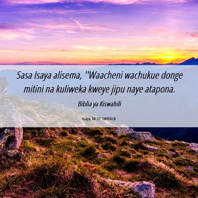 Picture 06 - Isaya 38:21 SWHULB - Sasa Isaya alisema, ''Waacheni wachukue donge - Bible Verse Picture