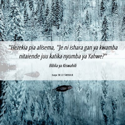 Picture 06 - Isaya 38:22 SWHULB - ''Hezekia pia alisema, ''Je ni ishara gan ya - Bible Verse Picture