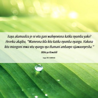 Picture 06 - Isaya 39:4 SWHULB - Isaya akamuuliza je ni vitu gani walivyoviona - Bible Verse Picture