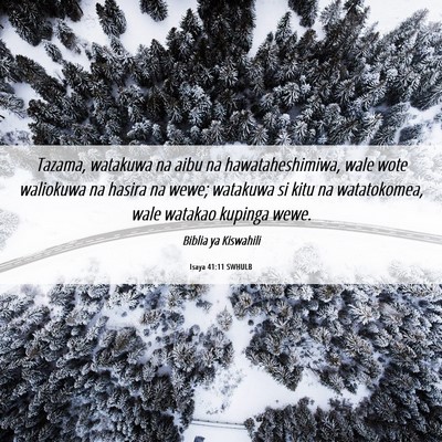 Picture 06 - Isaya 41:11 SWHULB - Tazama, watakuwa na aibu na hawataheshimiwa, wale - Bible Verse Picture