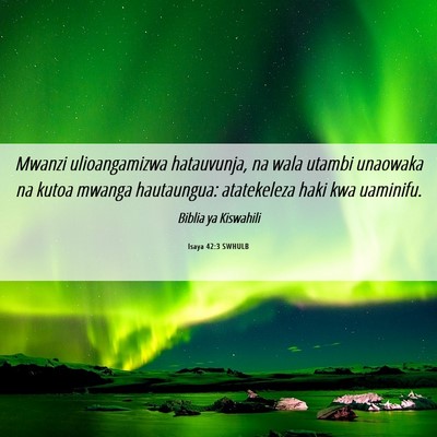 Picture 06 - Isaya 42:3 SWHULB - Mwanzi ulioangamizwa hatauvunja, na wala utambi - Bible Verse Picture