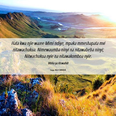 Picture 06 - Isaya 46:4 SWHULB - Hata kwa njie wazee Mimi ndiye, mpaka mmeshapata - Bible Verse Picture