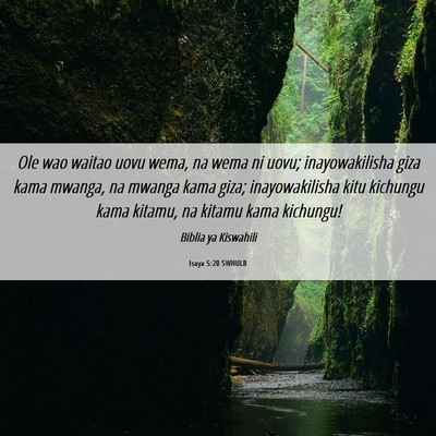 Picture 06 - Isaya 5:20 SWHULB - Ole wao waitao uovu wema, na wema ni uovu; - Bible Verse Picture