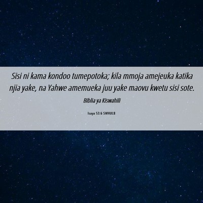 Picture 06 - Isaya 53:6 SWHULB - Sisi ni kama kondoo tumepotoka; kila mmoja - Bible Verse Picture