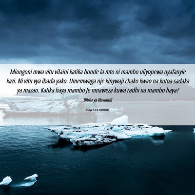 Picture 06 - Isaya 57:6 SWHULB - Miongoni mwa vitu vilaini katika bonde la mto ni - Bible Verse Picture
