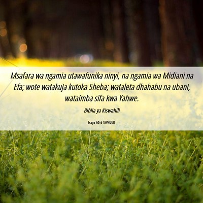 Picture 06 - Isaya 60:6 SWHULB - Msafara wa ngamia utawafunika ninyi, na ngamia wa - Bible Verse Picture