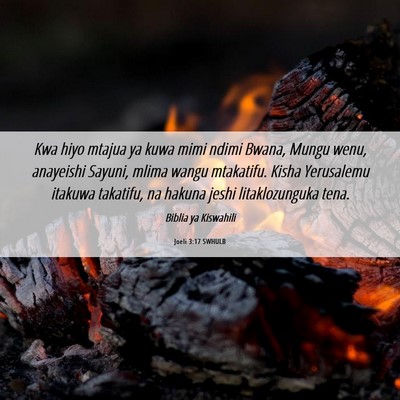 Picture 06 - Joeli 3:17 SWHULB - Kwa hiyo mtajua ya kuwa mimi ndimi Bwana, Mungu - Bible Verse Picture