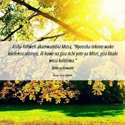 Picture 06 - Kutoka 10:21 SWHULB - Kisha Yahweh akamwambia Musa, “Nyoosha mkono - Bible Verse Picture