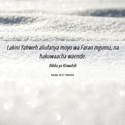 Picture 06 - Kutoka 10:27 SWHULB - Lakini Yahweh aliufanya moyo wa Farao mgumu, na - Bible Verse Picture