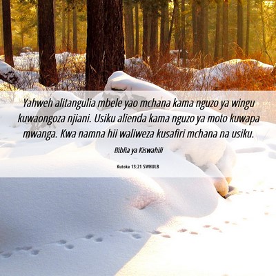Picture 06 - Kutoka 13:21 SWHULB - Yahweh alitangulia mbele yao mchana kama nguzo ya - Bible Verse Picture