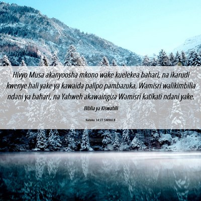 Picture 06 - Kutoka 14:27 SWHULB - Hivyo Musa akanyoosha mkono wake kuelekea bahari, - Bible Verse Picture