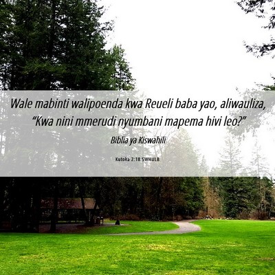 Picture 06 - Kutoka 2:18 SWHULB - Wale mabinti walipoenda kwa Reueli baba yao, - Bible Verse Picture
