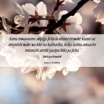 Picture 06 - Kutoka 21:26 SWHULB - Kama mwanaume akipiga jicho la mtumishi wake - Bible Verse Picture