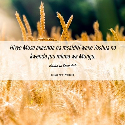 Picture 06 - Kutoka 24:13 SWHULB - Hivyo Musa akaenda na msaidizi wake Yoshua na - Bible Verse Picture