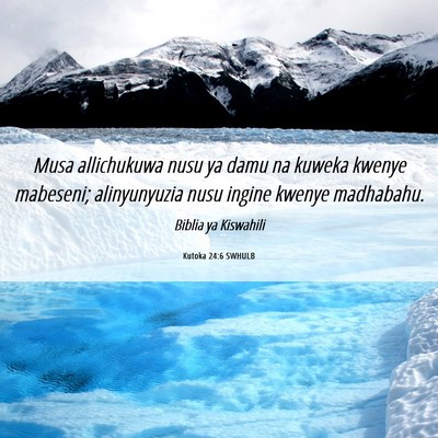 Picture 06 - Kutoka 24:6 SWHULB - Musa allichukuwa nusu ya damu na kuweka kwenye - Bible Verse Picture