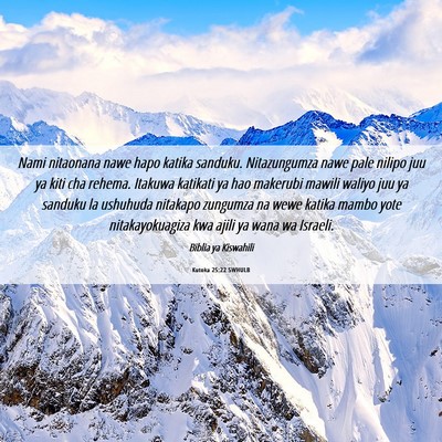 Picture 06 - Kutoka 25:22 SWHULB - Nami nitaonana nawe hapo katika sanduku. - Bible Verse Picture