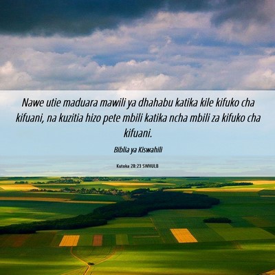 Picture 06 - Kutoka 28:23 SWHULB - Nawe utie maduara mawili ya dhahabu katika kile - Bible Verse Picture