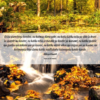 Picture 06 - Kutoka 29:20 SWHULB - Kisha utamchinja kondoo, na kuitwaa damu yake, na - Bible Verse Picture