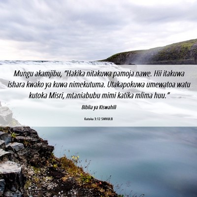 Picture 06 - Kutoka 3:12 SWHULB - Mungu akamjibu, “Hakika nitakuwa pamoja nawe. - Bible Verse Picture