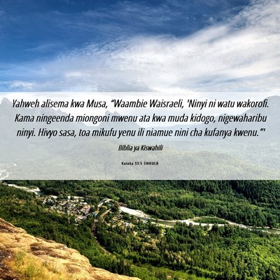 Picture 06 - Kutoka 33:5 SWHULB - Yahweh alisema kwa Musa, “Waambie Waisraeli, - Bible Verse Picture