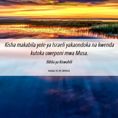 Picture 06 - Kutoka 35:20 SWHULB - Kisha makabila yote ya Israeli yakaondoka na - Bible Verse Picture