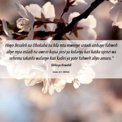 Picture 06 - Kutoka 36:1 SWHULB - Hivyo Bezaleli na Oholiabu na kila mtu mwenye - Bible Verse Picture