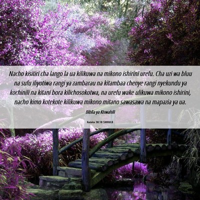 Picture 06 - Kutoka 38:18 SWHULB - Nacho kisitiri cha lango la ua kilikuwa na mikono - Bible Verse Picture