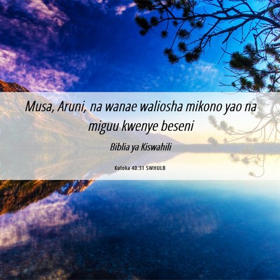 Picture 06 - Kutoka 40:31 SWHULB - Musa, Aruni, na wanae waliosha mikono yao na - Bible Verse Picture