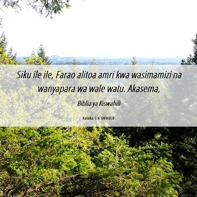 Picture 06 - Kutoka 5:6 SWHULB - Siku ile ile, Farao alitoa amri kwa wasimamizi na - Bible Verse Picture