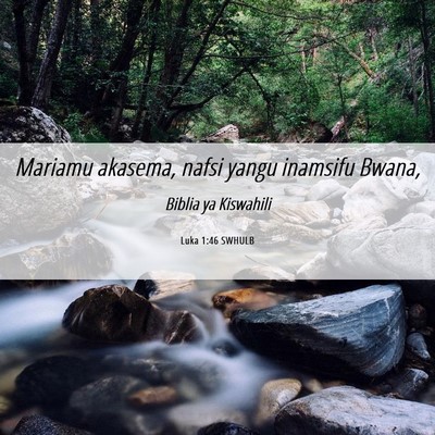 Picture 06 - Luka 1:46 SWHULB - Mariamu akasema, nafsi yangu inamsifu - Bible Verse Picture