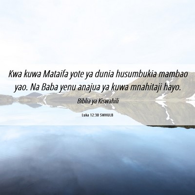 Picture 06 - Luka 12:30 SWHULB - Kwa kuwa Mataifa yote ya dunia husumbukia mambao - Bible Verse Picture
