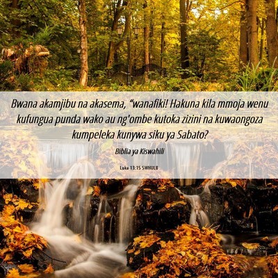 Picture 06 - Luka 13:15 SWHULB - Bwana akamjibu na akasema, “wanafiki! Hakuna - Bible Verse Picture