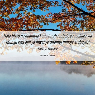 Picture 06 - Luka 15:10 SWHULB - Hata hivyo nawaambia kuna furaha mbele ya malaika - Bible Verse Picture