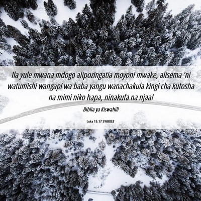 Picture 06 - Luka 15:17 SWHULB - Ila yule mwana mdogo alipozingatia moyoni mwake, - Bible Verse Picture