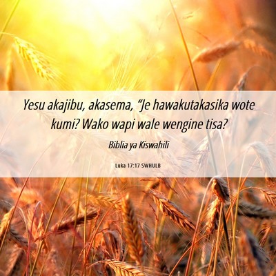 Picture 06 - Luka 17:17 SWHULB - Yesu akajibu, akasema, “Je hawakutakasika wote - Bible Verse Picture