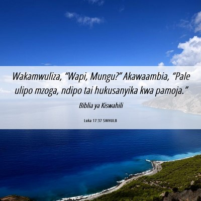 Picture 06 - Luka 17:37 SWHULB - Wakamwuliza, “Wapi, Mungu?” Akawaambia, - Bible Verse Picture