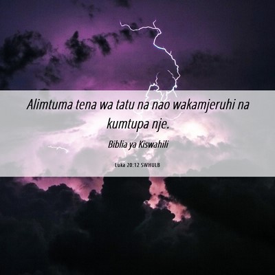Picture 06 - Luka 20:12 SWHULB - Alimtuma tena wa tatu na nao wakamjeruhi na - Bible Verse Picture