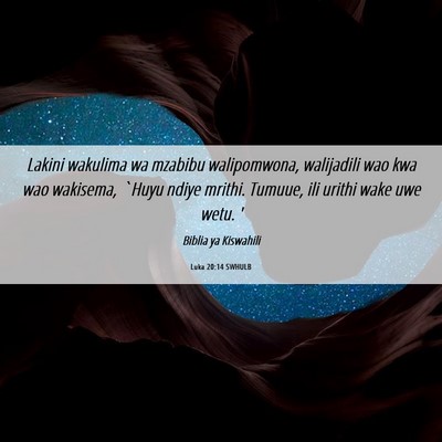 Picture 06 - Luka 20:14 SWHULB - Lakini wakulima wa mzabibu walipomwona, - Bible Verse Picture
