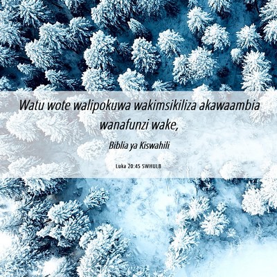 Picture 06 - Luka 20:45 SWHULB - Watu wote walipokuwa wakimsikiliza akawaambia - Bible Verse Picture