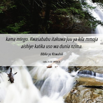 Picture 06 - Luka 21:35 SWHULB - kama mtego. Kwasababu itakuwa juu ya kila mmoja - Bible Verse Picture