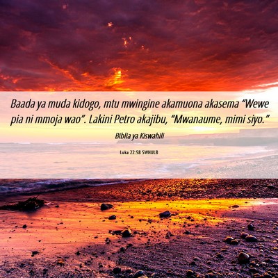 Picture 06 - Luka 22:58 SWHULB - Baada ya muda kidogo, mtu mwingine akamuona - Bible Verse Picture