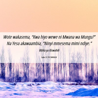 Picture 06 - Luka 22:70 SWHULB - Wote wakasema, “Kwa hiyo wewe ni Mwana wa - Bible Verse Picture