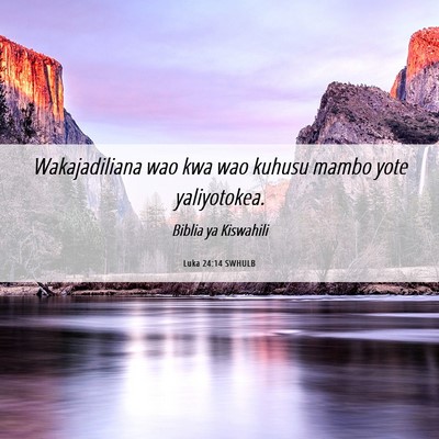 Picture 06 - Luka 24:14 SWHULB - Wakajadiliana wao kwa wao kuhusu mambo yote - Bible Verse Picture