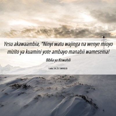 Picture 06 - Luka 24:25 SWHULB - Yesu akawaambia, “Ninyi watu wajinga na wenye - Bible Verse Picture