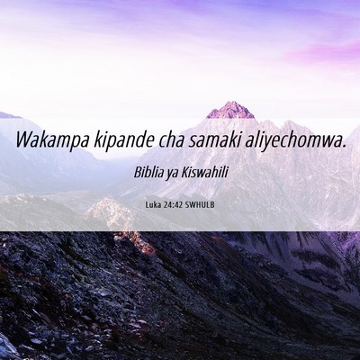 Picture 06 - Luka 24:42 SWHULB - Wakampa kipande cha samaki - Bible Verse Picture